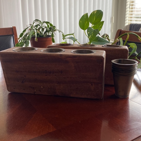 Rustic Wooden Sugar Mold Candle Holder - Picture 2 of 4